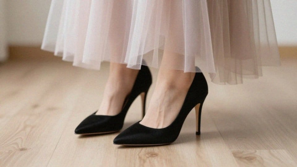 Które buty optycznie wysmuklą nogi w tiulowej spódnicy?