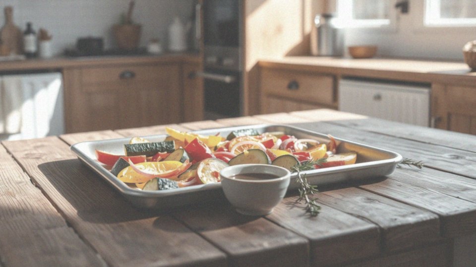 Jak przygotować sałatkę z pieczonymi warzywami, w tym cukinią i papryką?